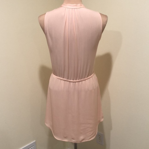 Babaton Silk Dress Size XS Pastel Peach Pink Sleeveless Sheath Mini Pullover - Picture 6 of 9